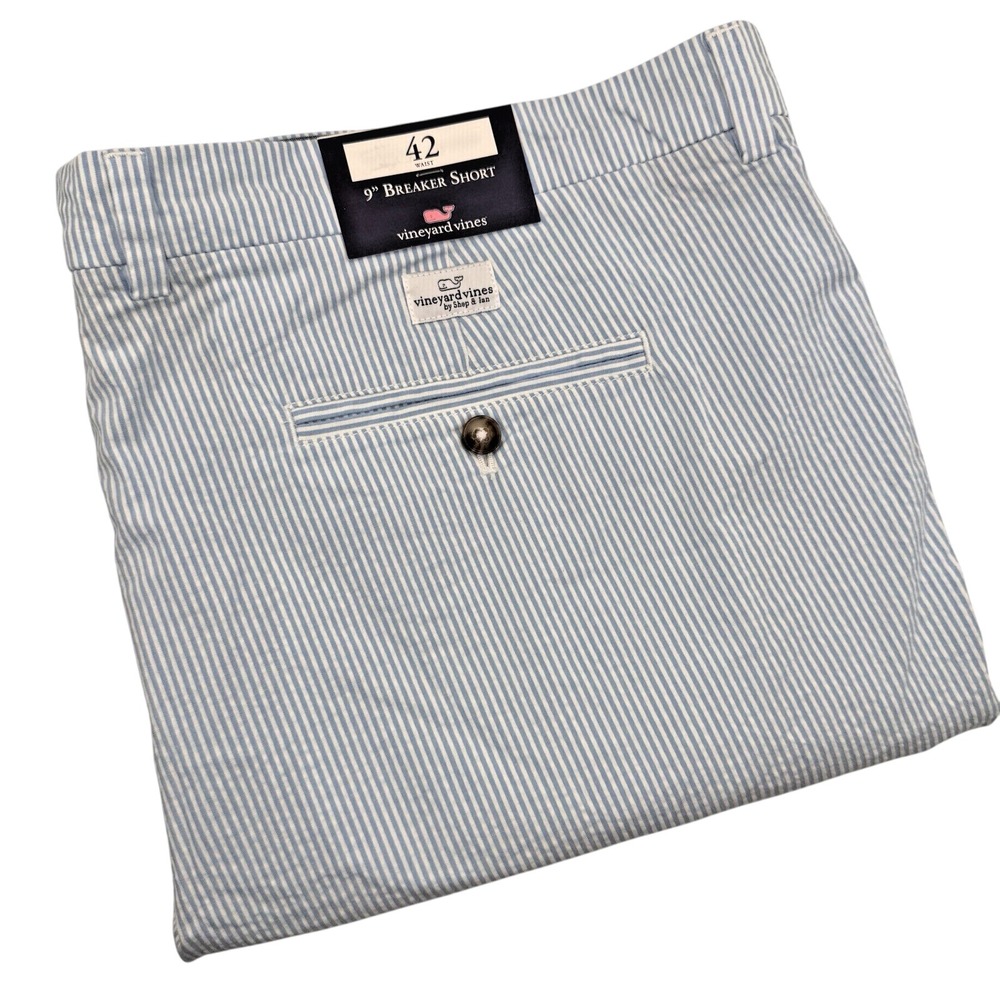 Vineyard Vines Breaker Shorts Men's 42 Blue Seersucker Striped 9 Inseam 1H001133